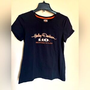 Harley Davidson Women’s Short Sleeve‎ Shirt L, 110th Anniversary, Rhinestones